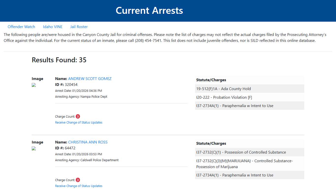 Current Arrests