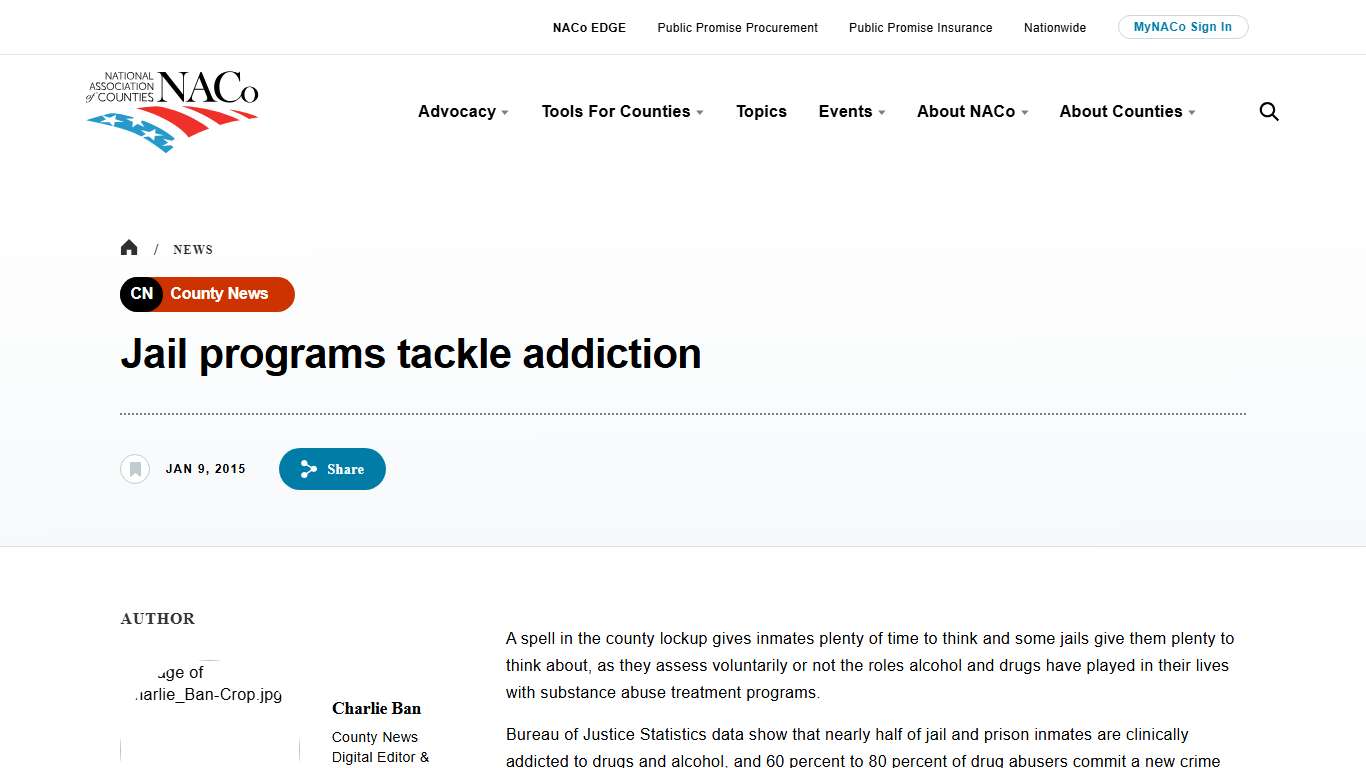Jail programs tackle addiction | National Association of Counties